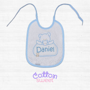 Babero osito con nombre personalizado azul Babero osito con nombre personalizado azul