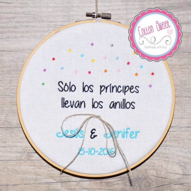 Bastidor Alianzas Bordado Personalizado Anillo Confetti Bastidor Alianzas Bordado Personalizado Anillo Confetti