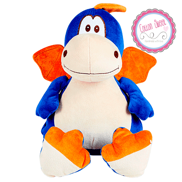Peluche personalizado mensaje bordado Dragón Azul