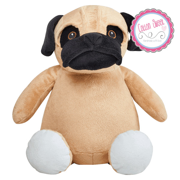 Peluche personalizado mensaje bordado Pug Peluche personalizado mensaje bordado Pug