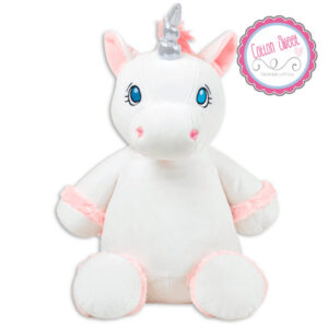 Peluche personalizado mensaje bordado Unicornio Blanco