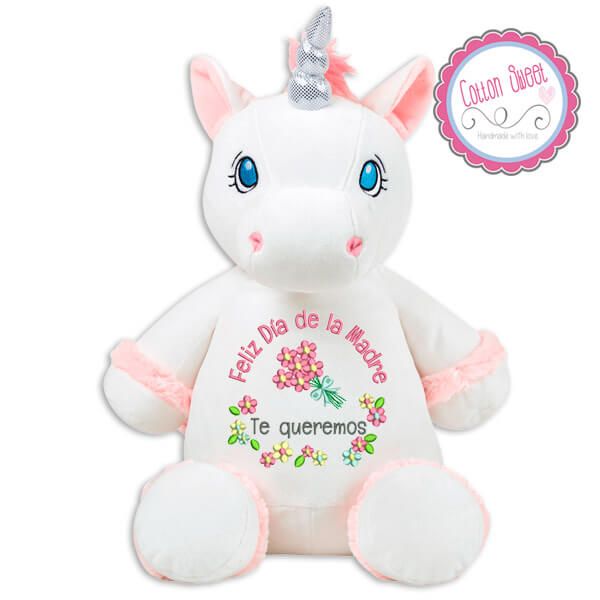 Peluche personalizado mensaje bordado Unicornio Blanco Peluche personalizado mensaje bordado Unicornio Blanco