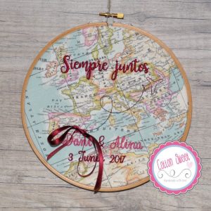 Bastidor personalizado para boda Mapamundi Bastidor personalizado para boda Mapamundi