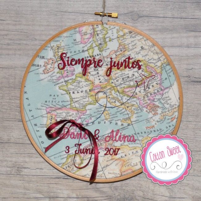 Bastidor personalizado para boda Mapamundi Bastidor personalizado para boda Mapamundi