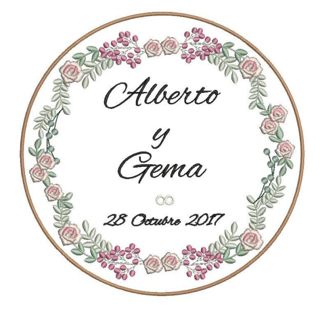Bastidor Alianzas Bordado Personalizado Rosas