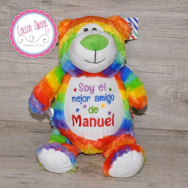 Peluche Personalizado Cubbie Regalo Comunion Peluche Personalizado Osito Rainbow