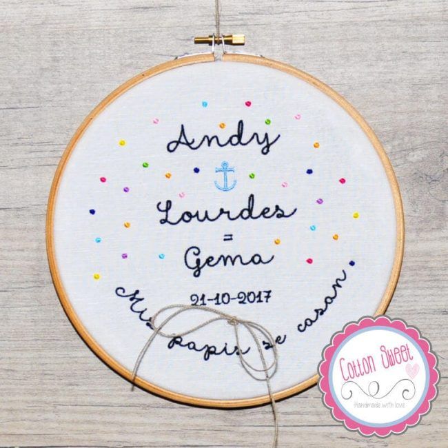 Bastidor Alianzas Bordado Personalizado Fiesta Mar