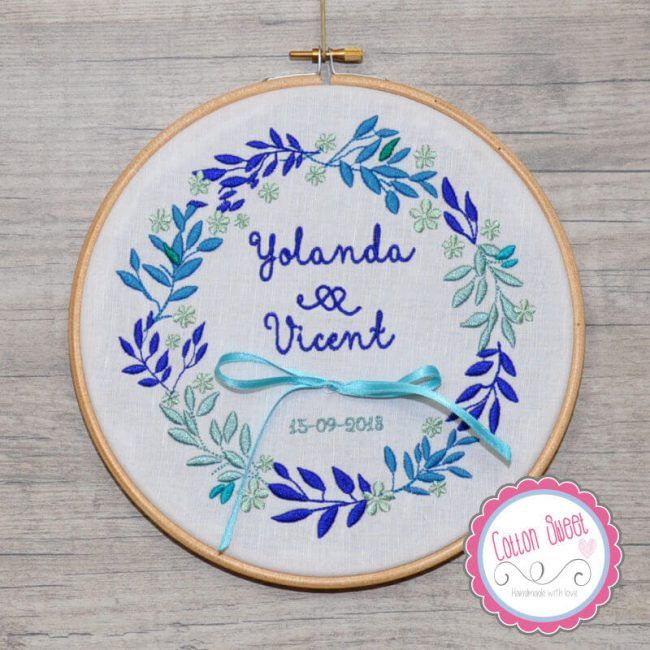 Bastidor Alianzas Bordado Personalizado Corona Azul