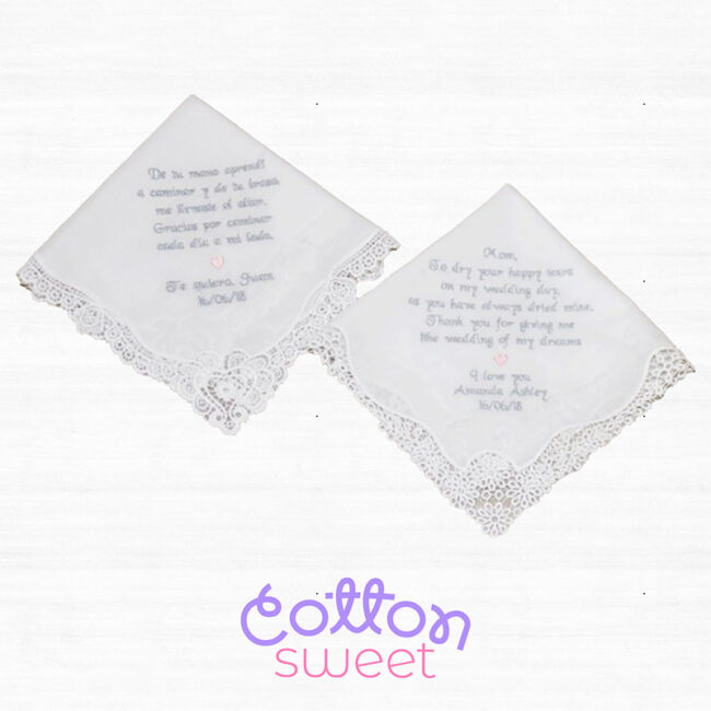Pañuelo bordado personalizado para boda madrina y novia