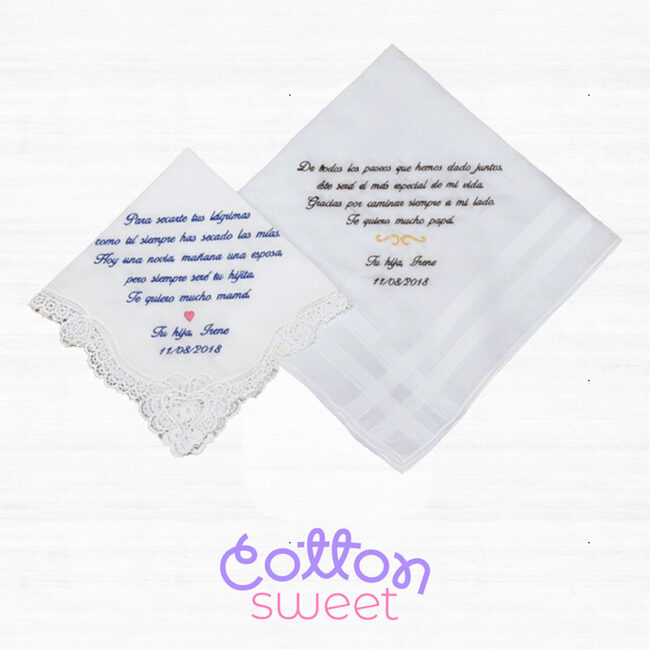 Pañuelo bordado personalizado para boda padre y madre