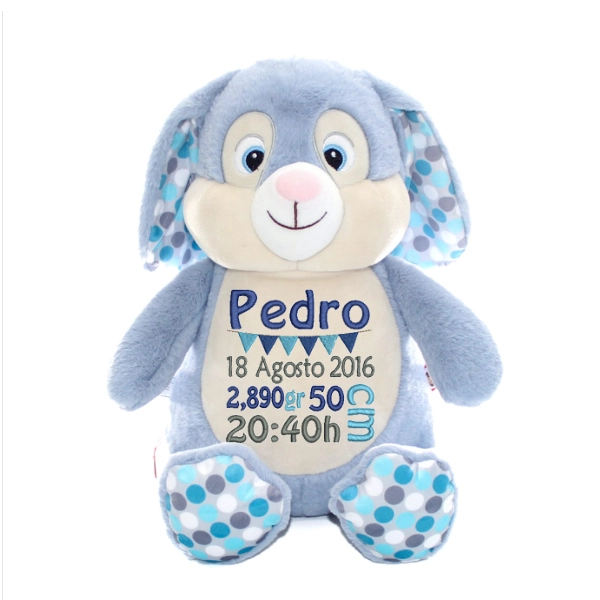 Conejito peluche personalizado Azul2 Conejito peluche personalizado Azul2